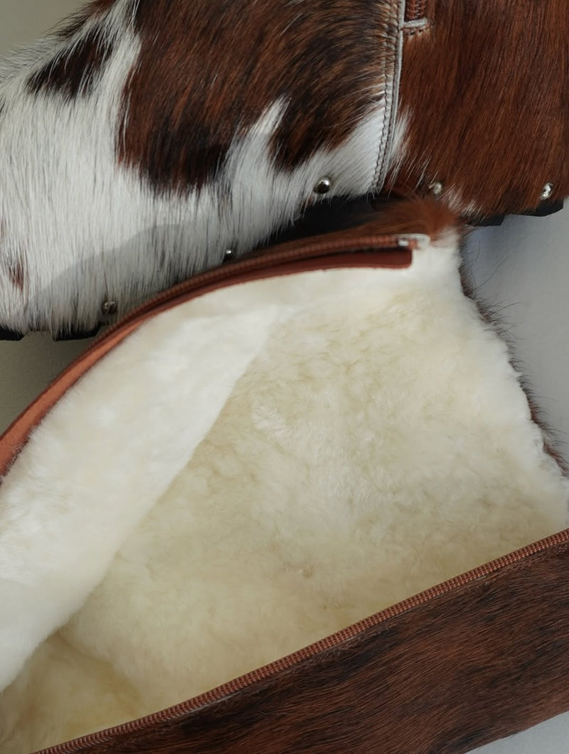 Cowhide Edge Fur Zip Boots