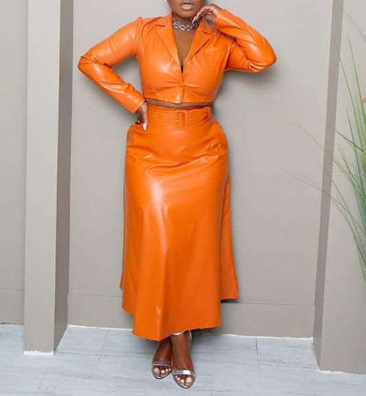 Orange Leather Suit