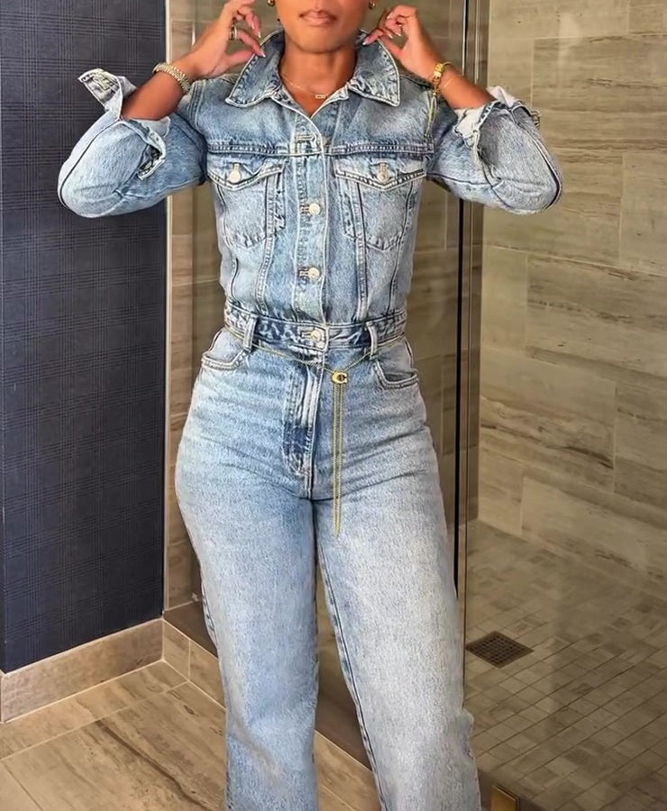 Vintage Washed Denim Suit