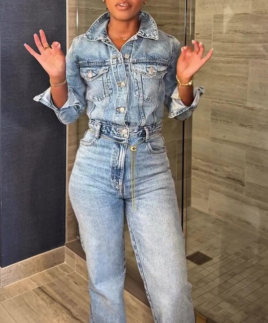 Vintage Washed Denim Suit