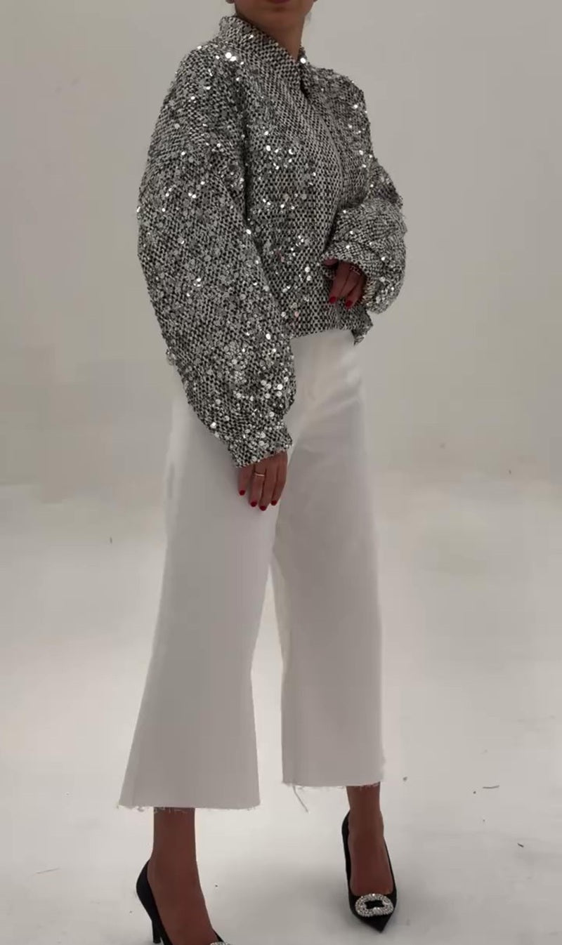 Silver Sequin Short Coat