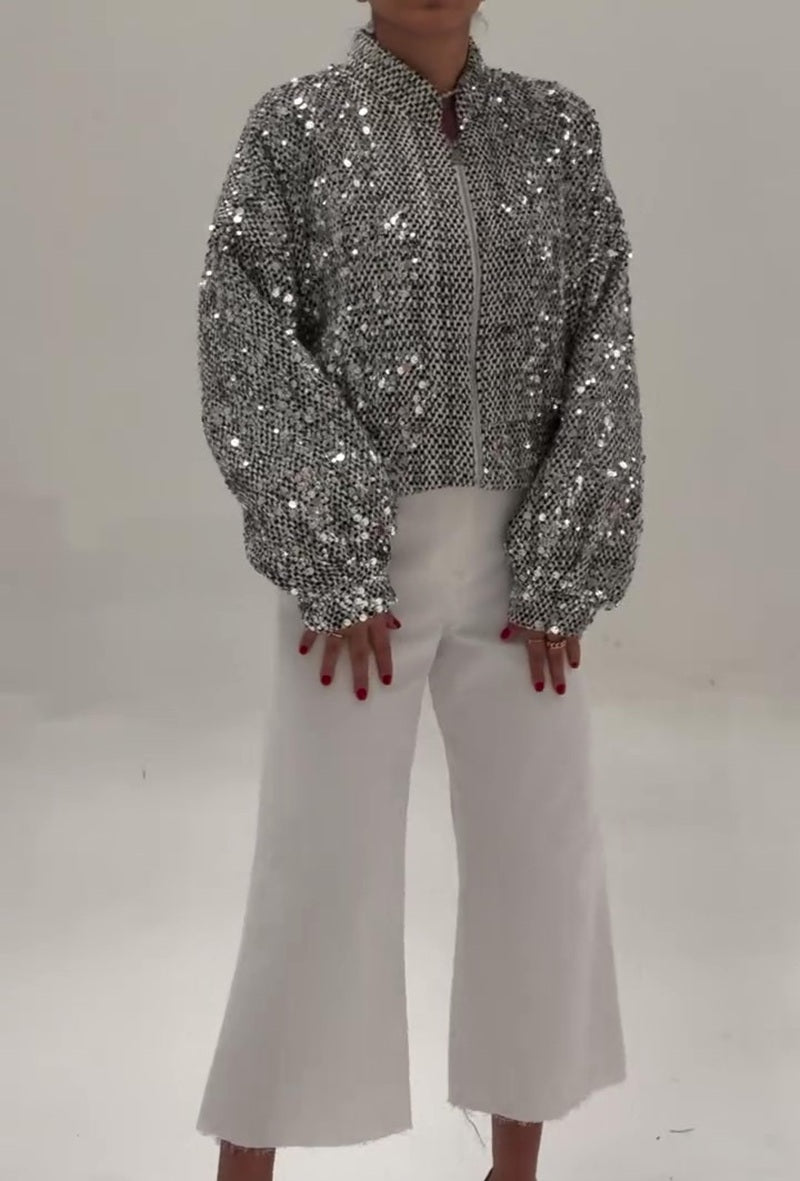 Silver Sequin Short Coat
