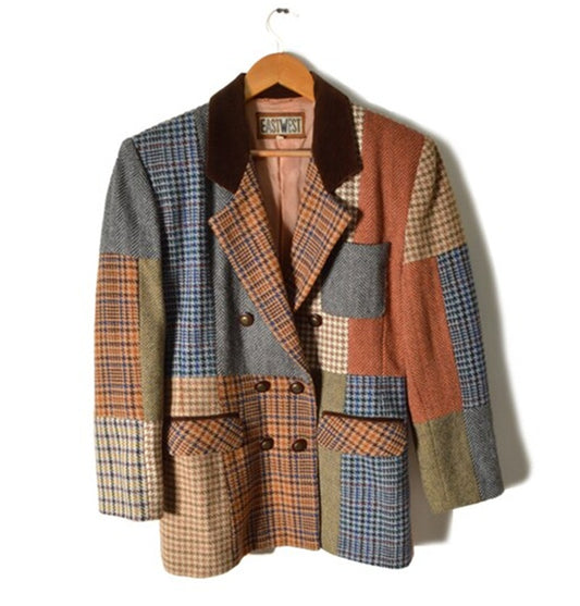 Plaid Patchwork Blazer Jacket
