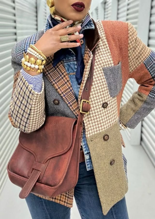 Plaid Patchwork Blazer Jacket