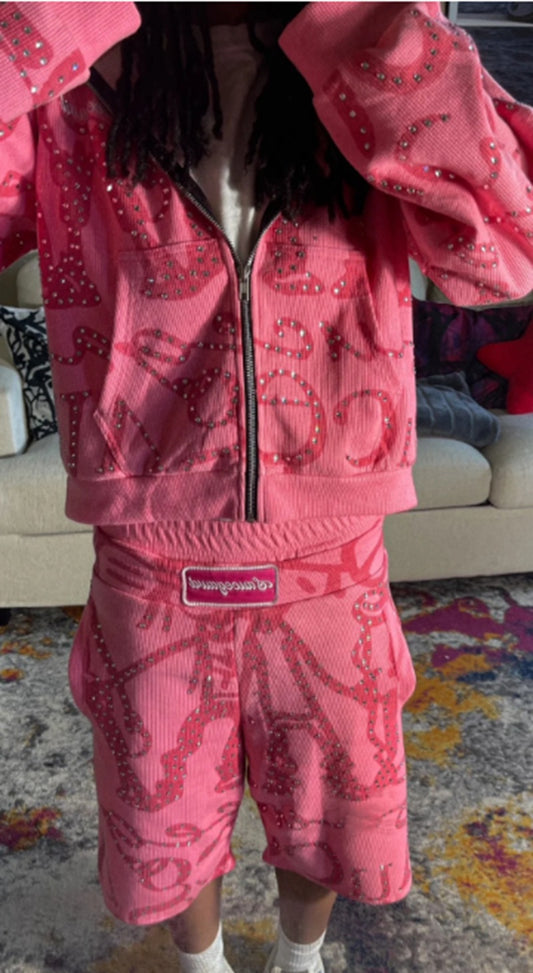 Bling Hooded Two-Piece Set