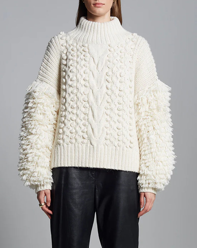 Plush Patchwork Knit Sweater