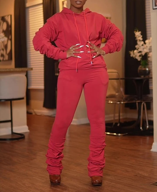 Ruby Hooded Zipper Two-Piece Set