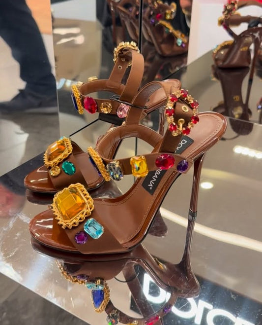 Jewel-Encrusted Stiletto Sandals