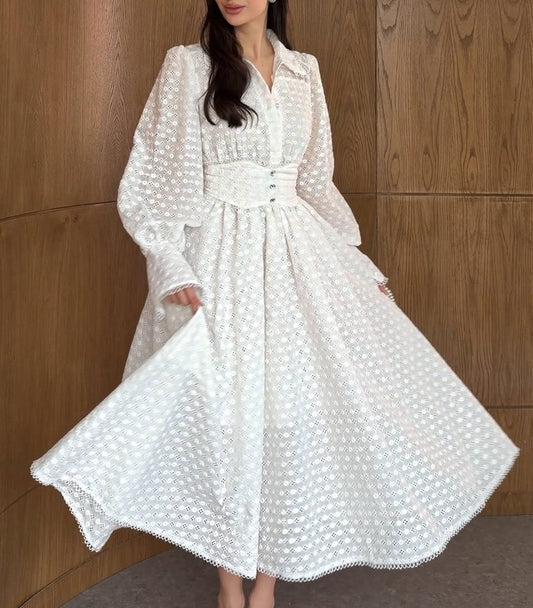 Eyelet Embroidered Shirt Dress