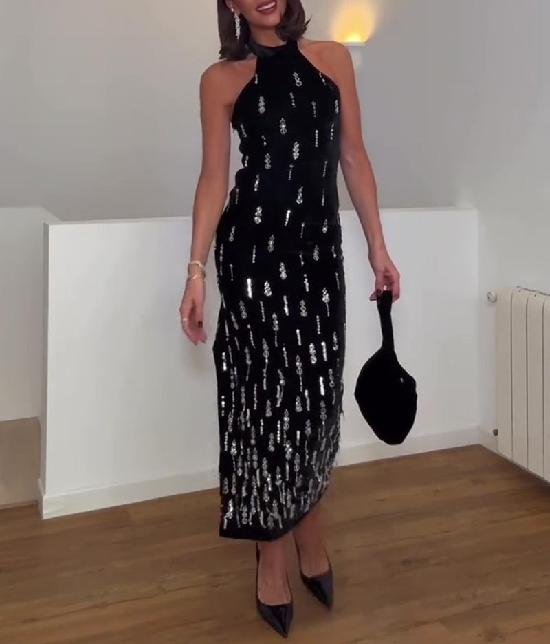 Shiny Halter Dress