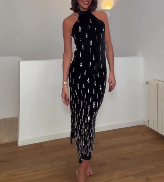 Shiny Halter Dress