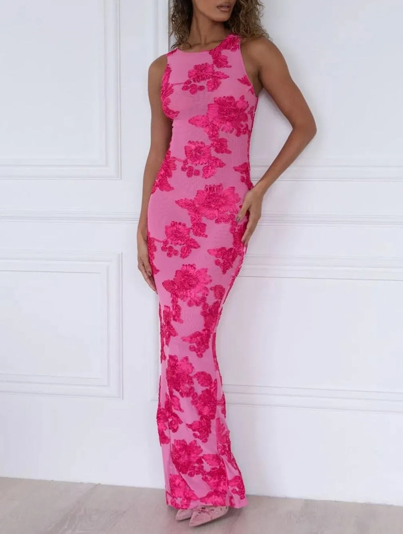 Floral Embroidered Slim Dress