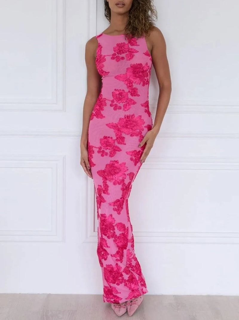 Floral Embroidered Slim Dress