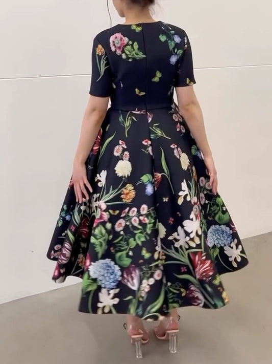 Botanical Garden Flare Midi Dress