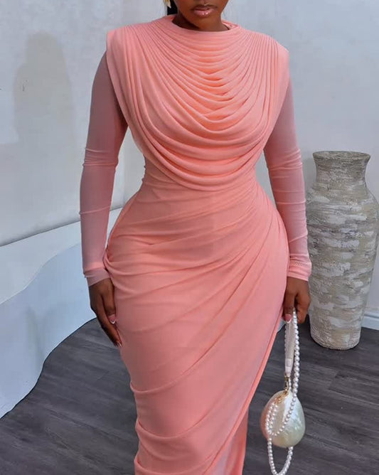 Draped Chiffon Evening Gown