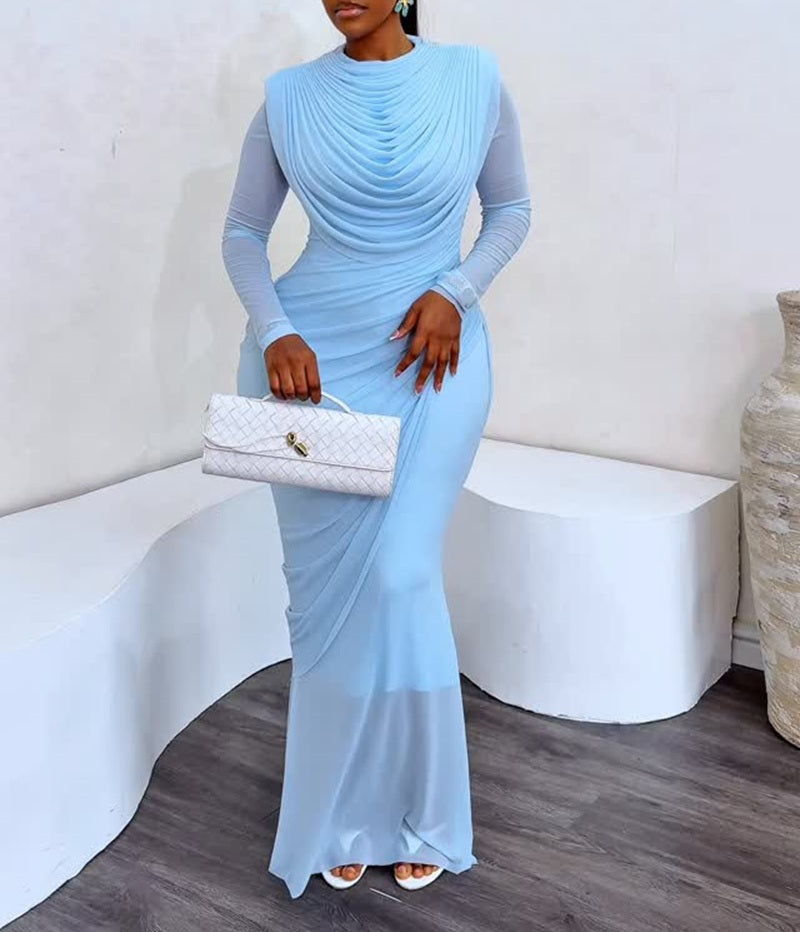 Draped Chiffon Evening Gown