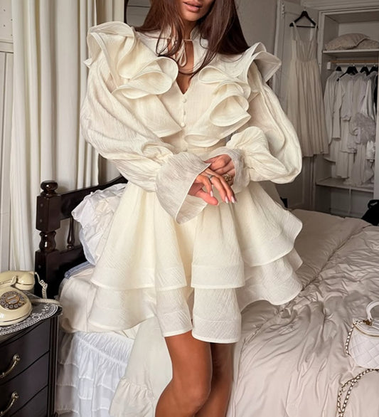 Ruffle Chiffon Tiered Mini Dress
