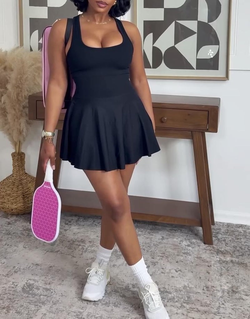 Flared Skirt Athletic Mini Dress