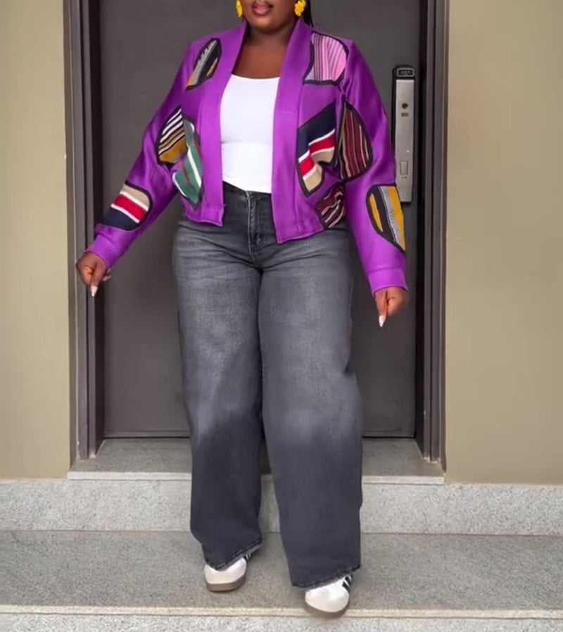 Loose Fit Colorful Patchwork Jacket
