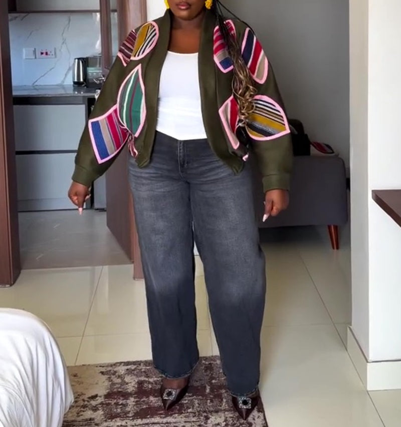 Loose Fit Colorful Patchwork Jacket