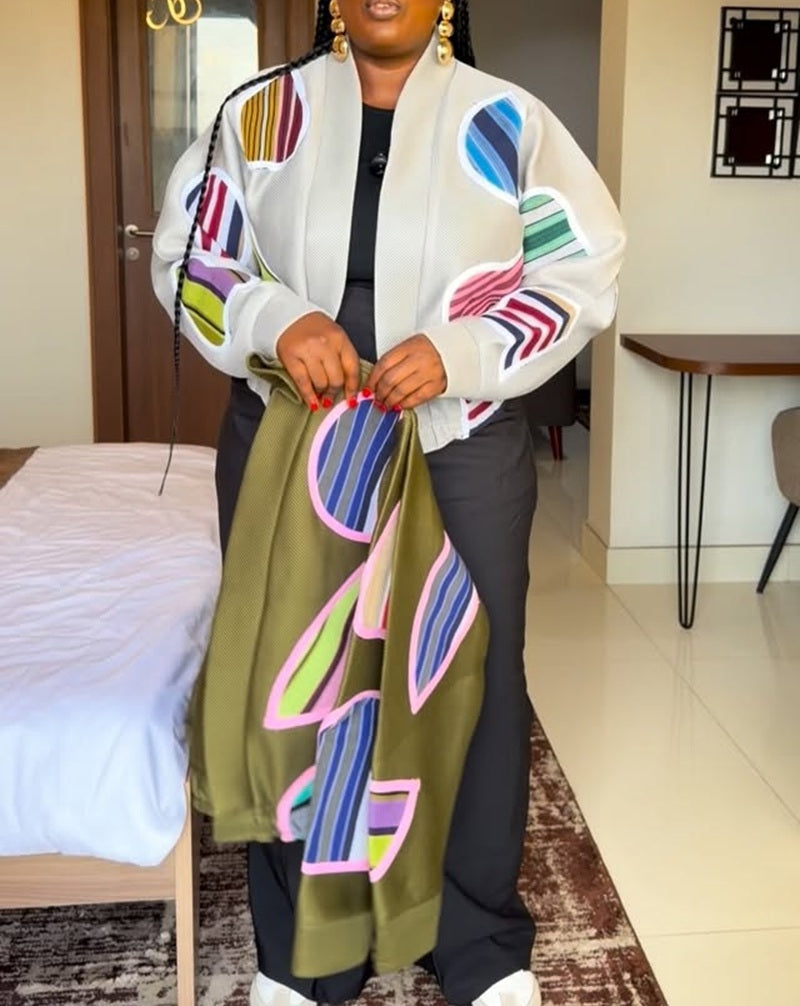 Loose Fit Colorful Patchwork Jacket