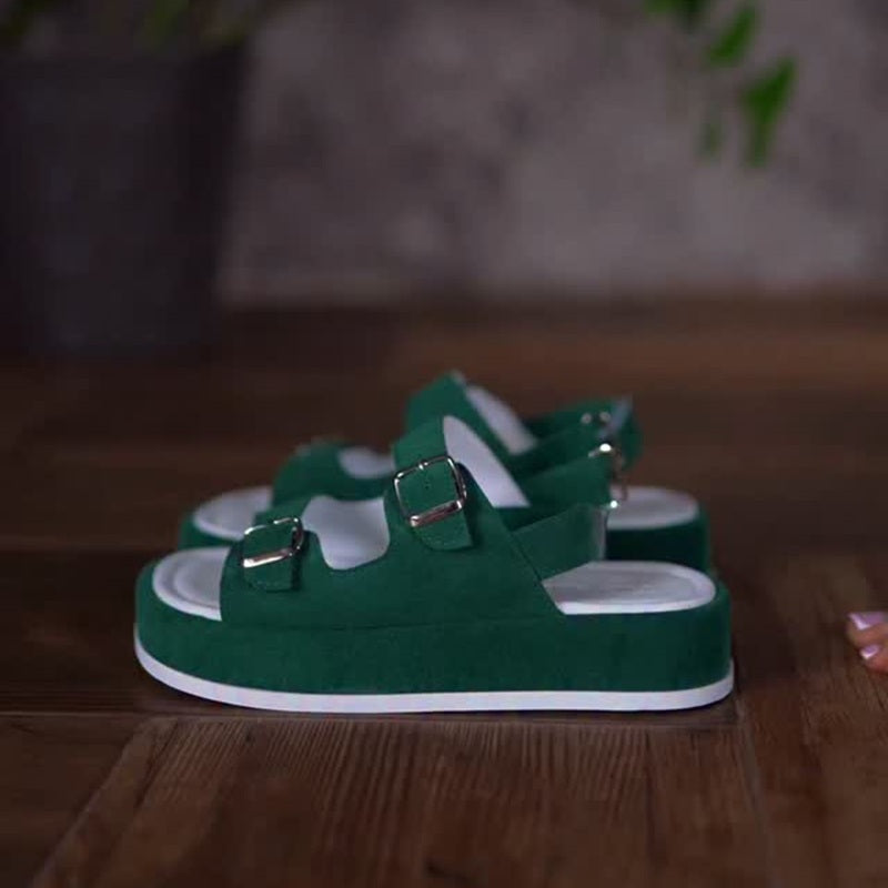 Dual Buckle Chunky Platform Strap Sandals