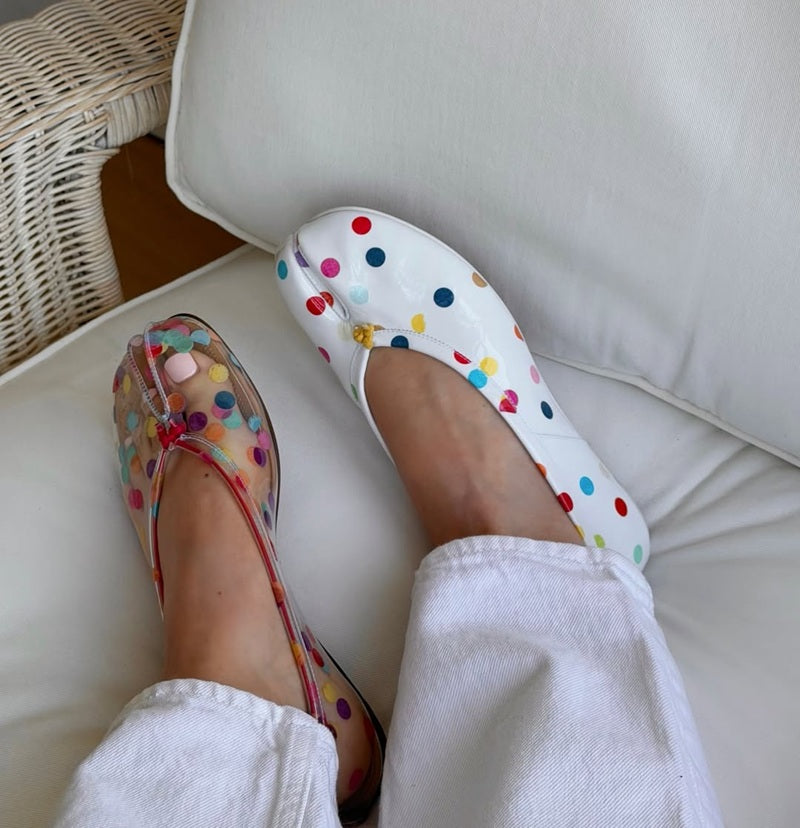 Rainbow Multi-Color Confetti Dot Tabi Split Toe Casual Flats