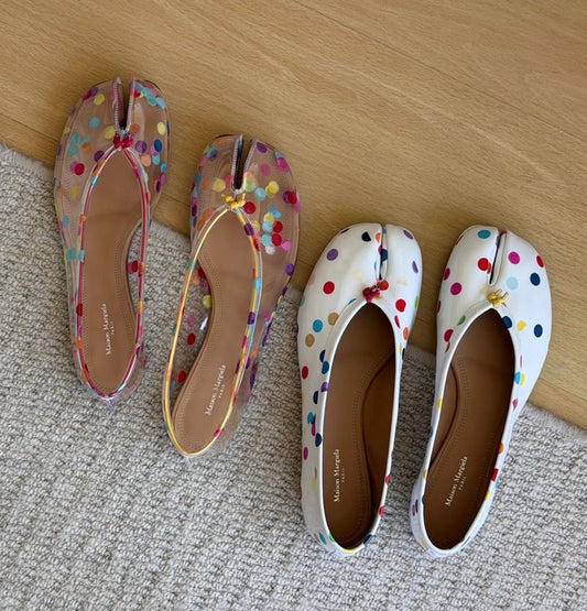Rainbow Multi-Color Confetti Dot Tabi Split Toe Casual Flats