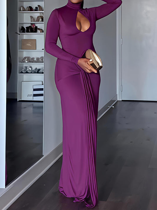 Fashion Cutout Draped Self-tie Detail Maxi Dress