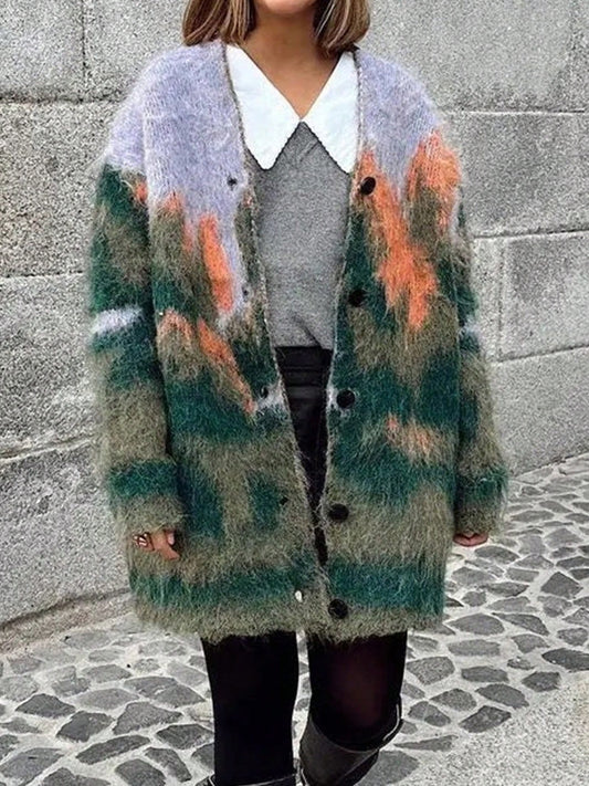 Printed Winter Warm Sweater Cardigan