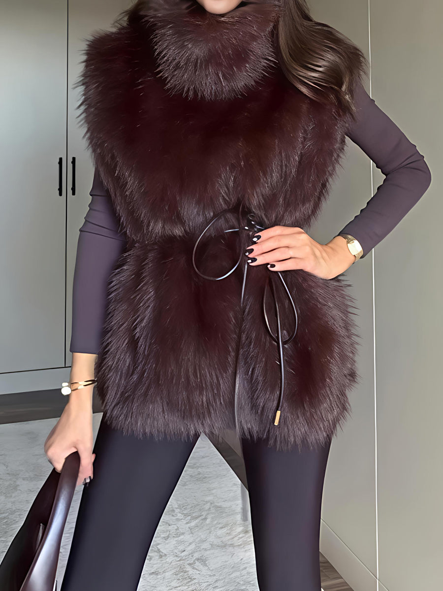 Loose Plush Faux Fur Vest Coat