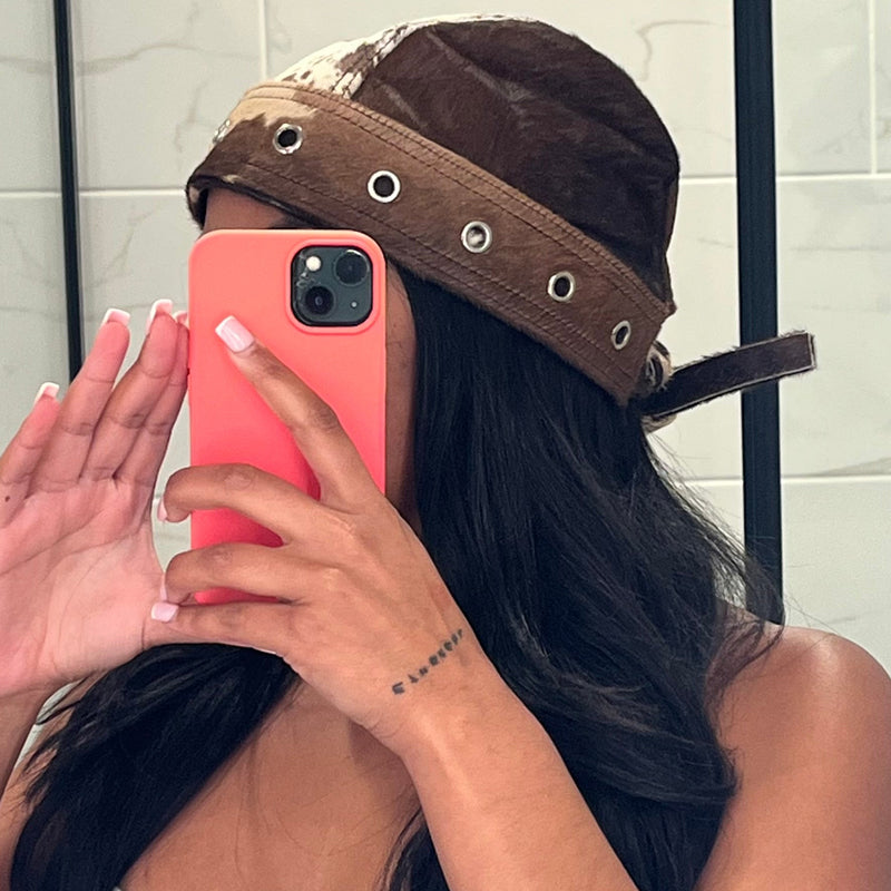 Imitation Cowhide Pony Hair & Snake Skin Hat