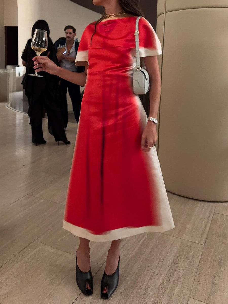 Printed Short Sleeve Maxi Dress