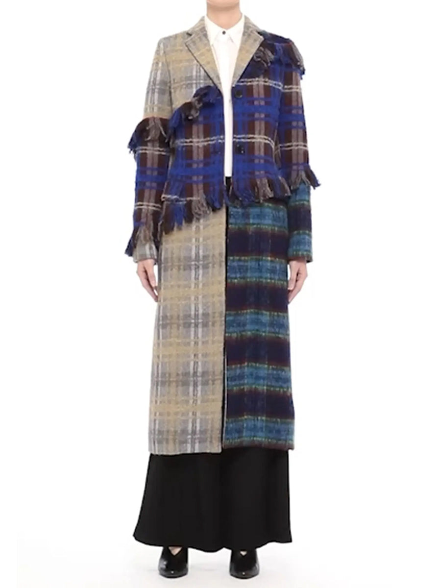 Fashion Fringe Patchwork Long Sleeve Coat