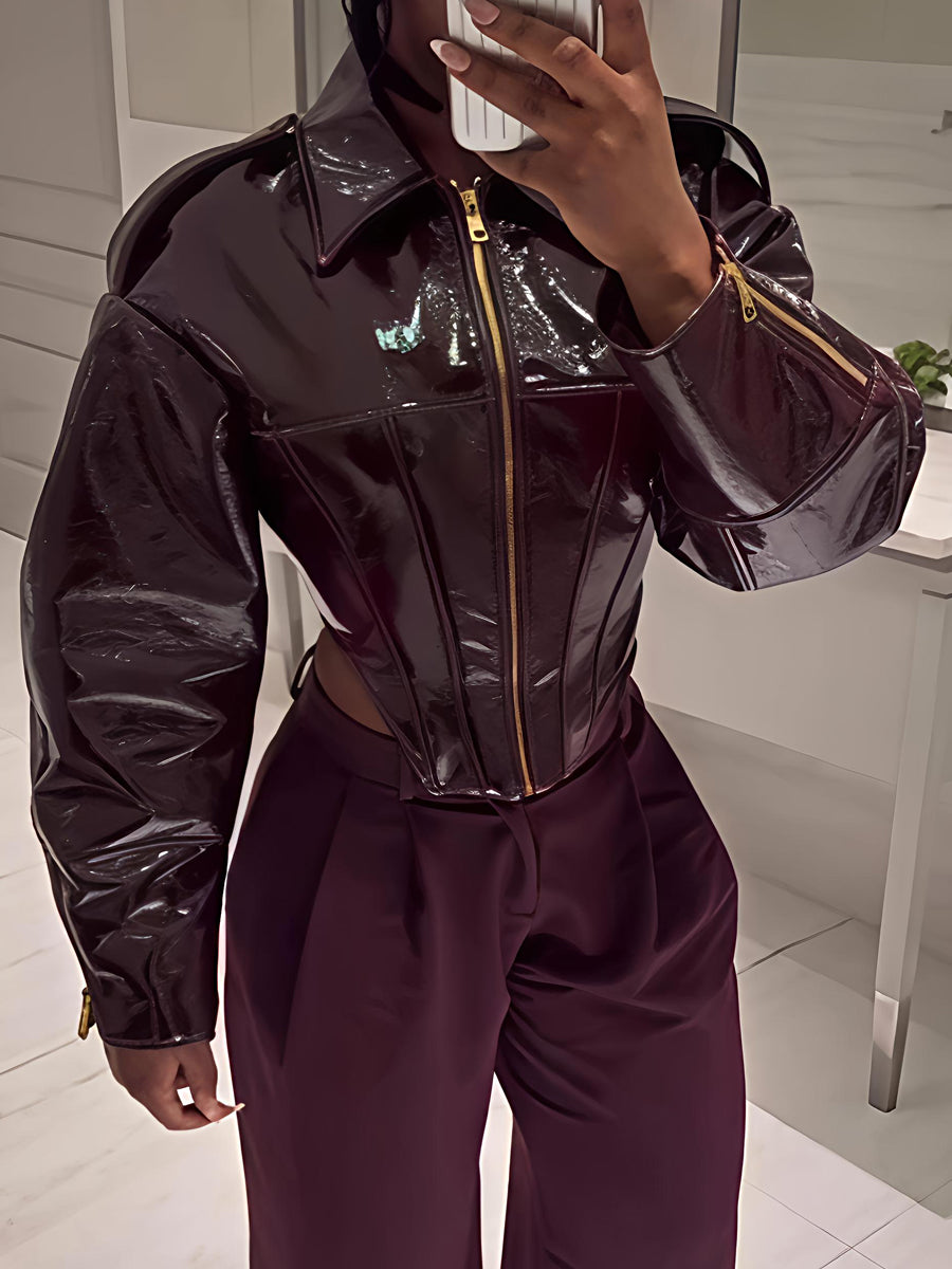 Leather Bustier Bodice Tight Fit Jacket