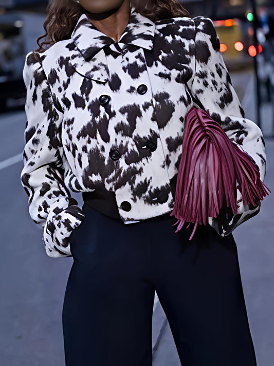 Cow-print Double-breasted Jacket