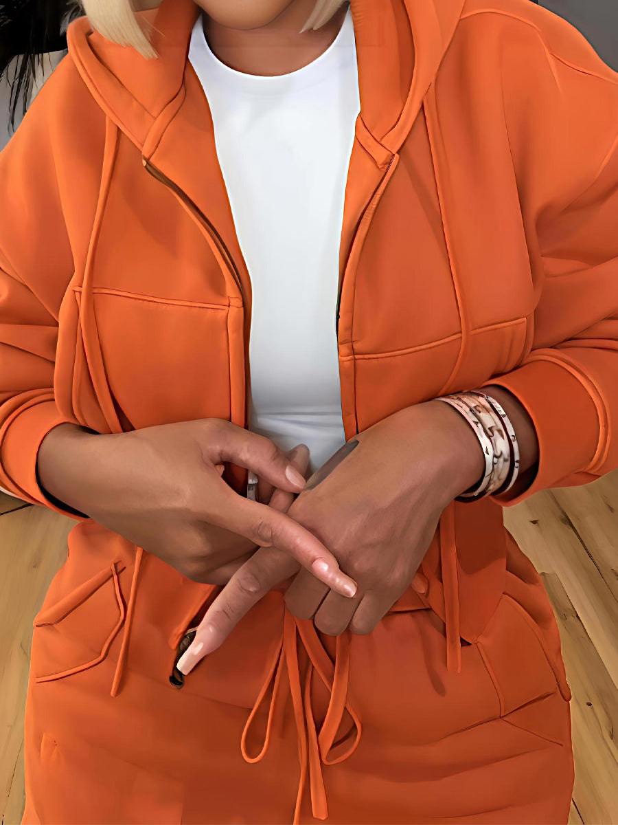 Adjustable Drawstring Patch Pockets Cargo Two Pieces Dress