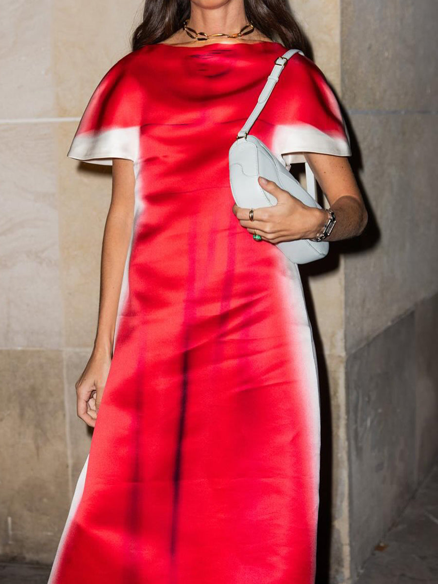 Printed Short Sleeve Maxi Dress