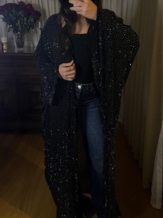 Chiffon Rhinestone Sparkle Loose Cardigan