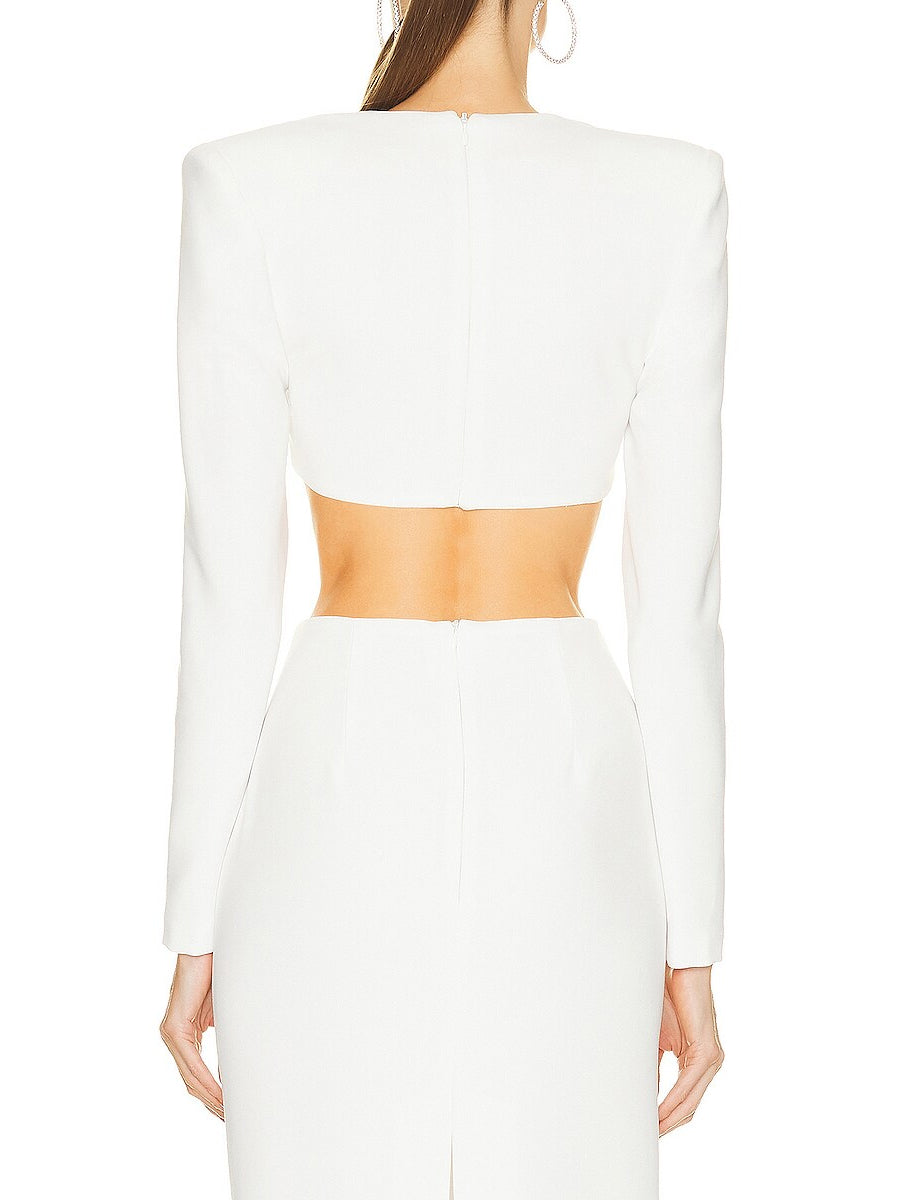 Hollowed Out Crop Jacket & Maxi Skirt