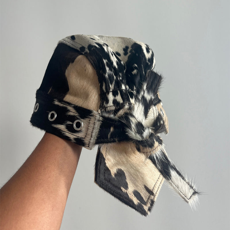 Lace Up Cow Pattern Hat