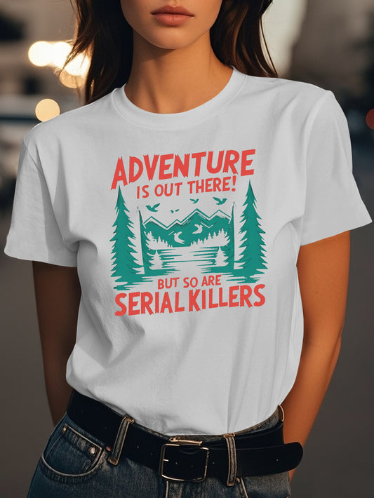 Adventure is out there Fashion women's pure cotton T-shirt short sleeves