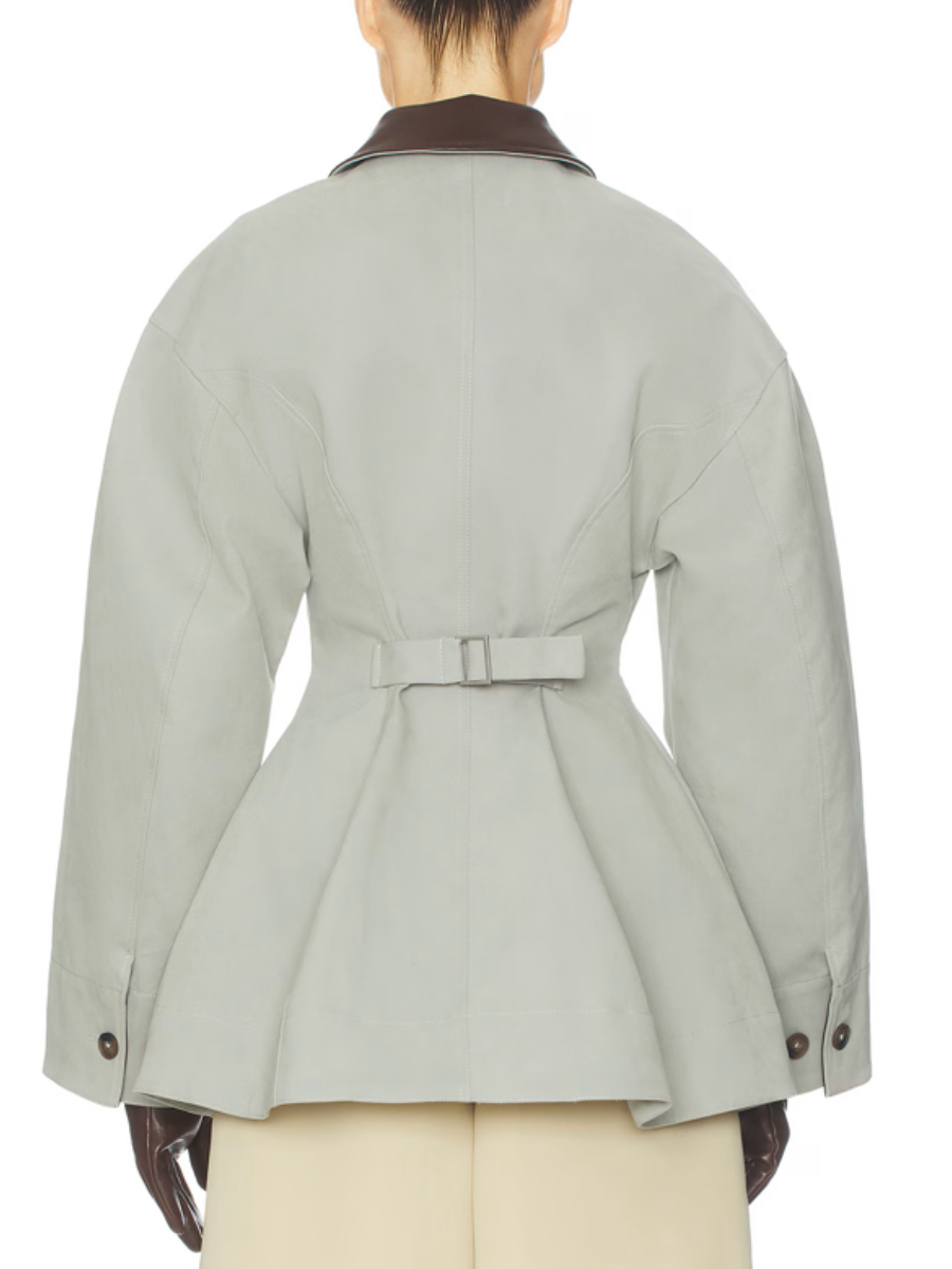Tapered Waist Leather Coat