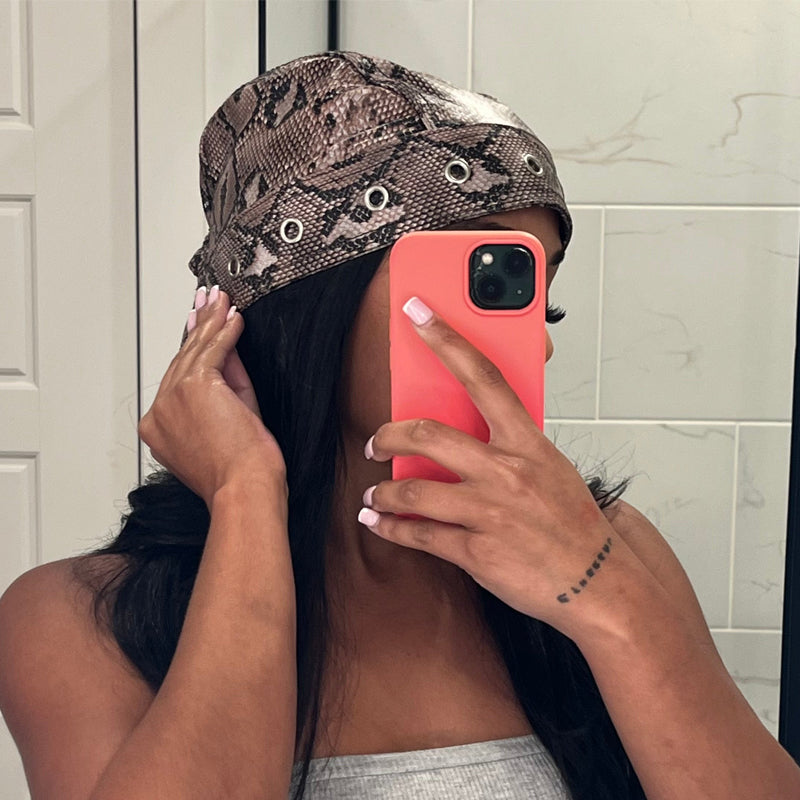 Imitation Cowhide Pony Hair & Snake Skin Hat