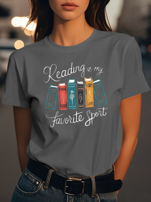 Reading is My Favorite Sport Fashion women's pure cotton T-shirt short sleeves