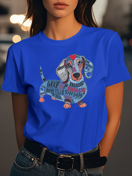 Dachshund with words Fashion women's pure cotton T-shirt short sleeves