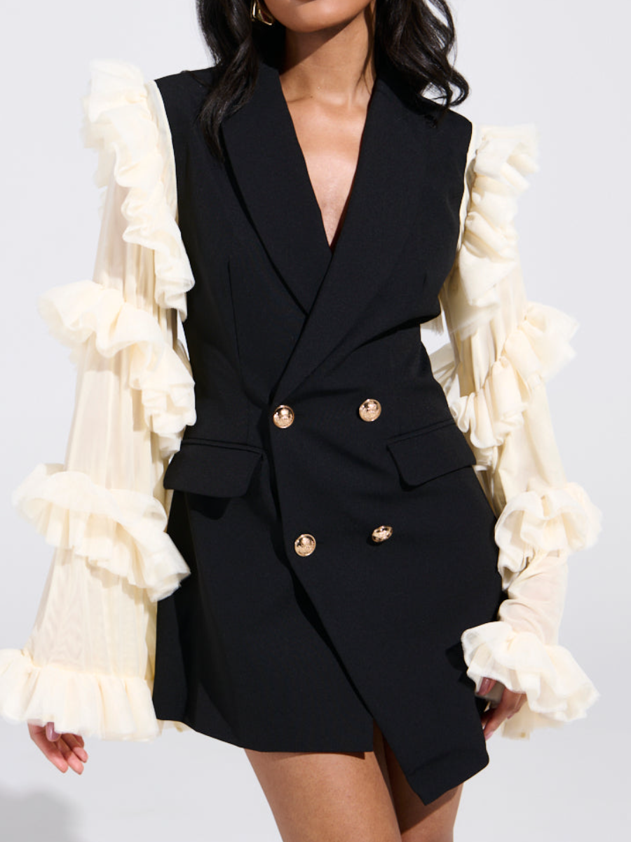 Ruffled Flare Sleeve Suit Dress