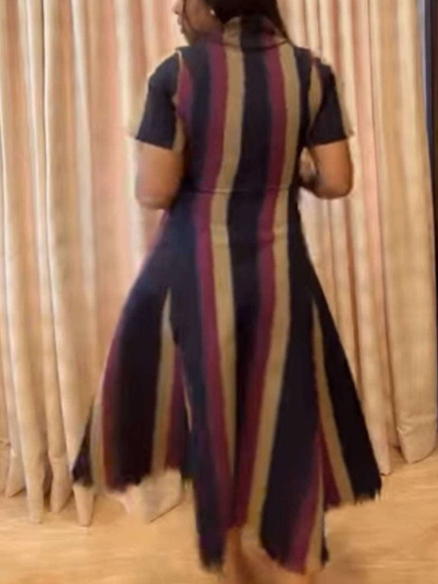Vertical Stripe Contrast Dress