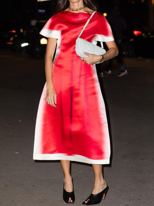 Printed Short Sleeve Maxi Dress