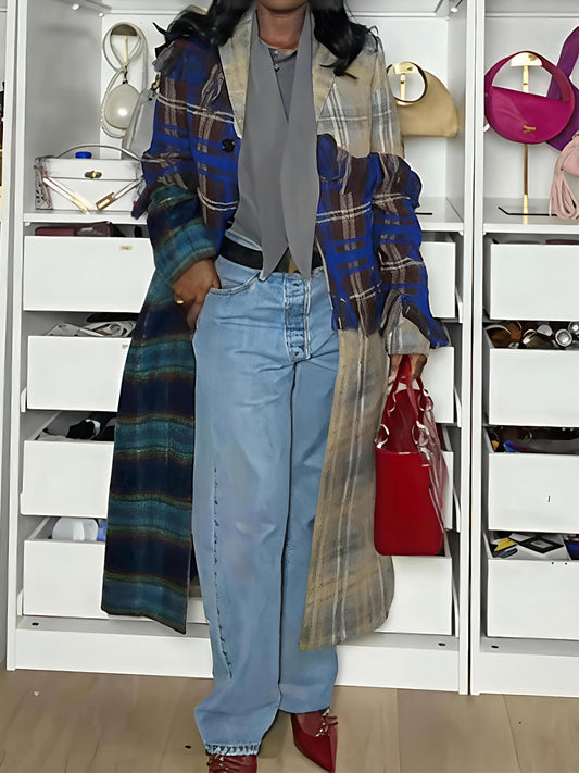 Fashion Fringe Patchwork Long Sleeve Coat